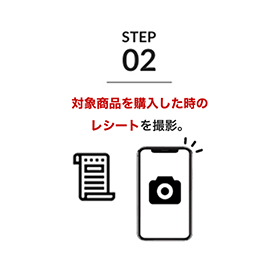 対象商品を購入した時のレシートを撮影。